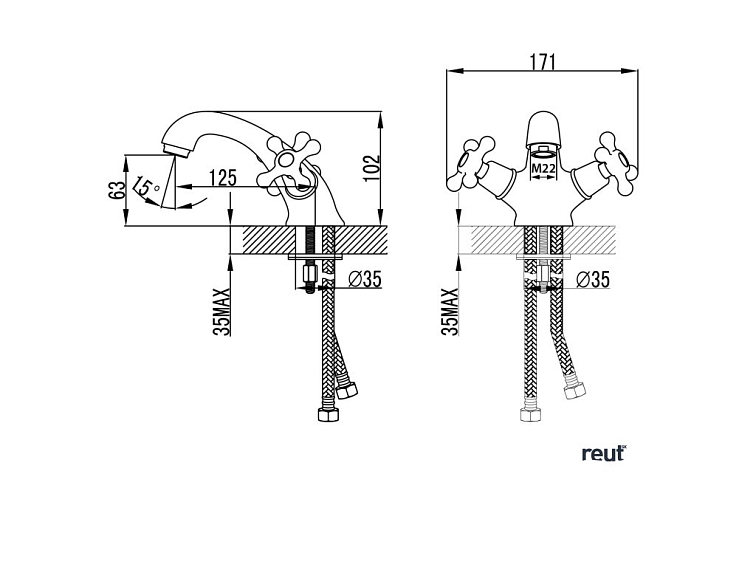 Aqualine VICTORIA stojánkova umývadlová batéria, chróm VC02