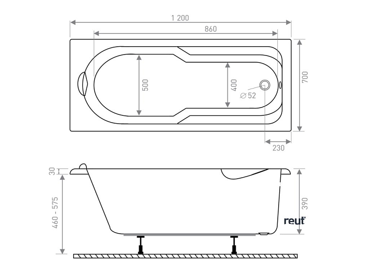 CA PLAST Vaňa rovná Sandra 120x70 cm