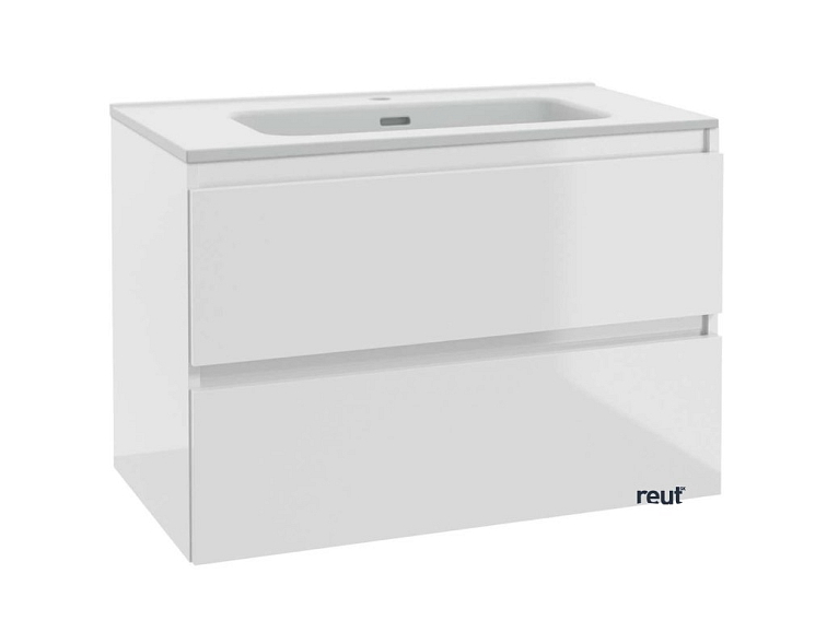 kielle Nefia Skrinka vrátane umývadla, 80x55x46 cm, 2 zásuvky, lesklá biela 50027S820