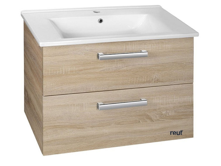 Aqualine VEGA umývadlová skrinka 72x57,6x43,8 m, 2x zásuvka, dub platin VG873