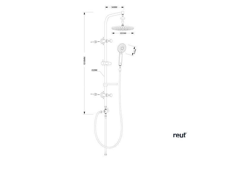 Aqualine ZARA sprchový stĺp k napojeniu na batériu, chróm SL420
