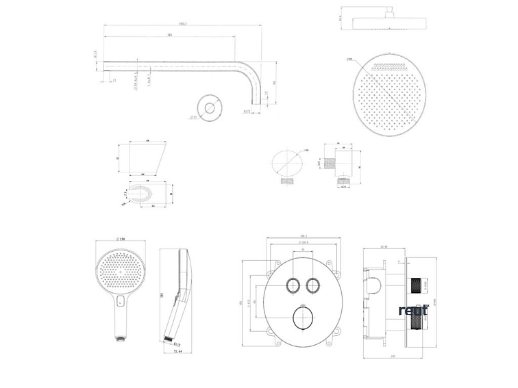 kielle Oudee Termostatická batéria pod omietku, na 2 spotrebiče, s príslušenstvom a telesom, chróm 20627SPT50