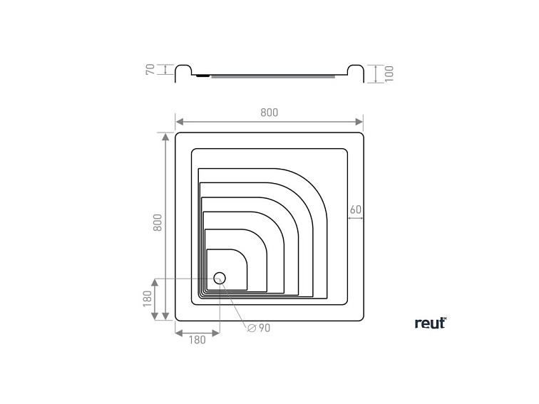 CA PLAST Sprchová vanička samonosná Lekno štvorec 80x80x10 cm