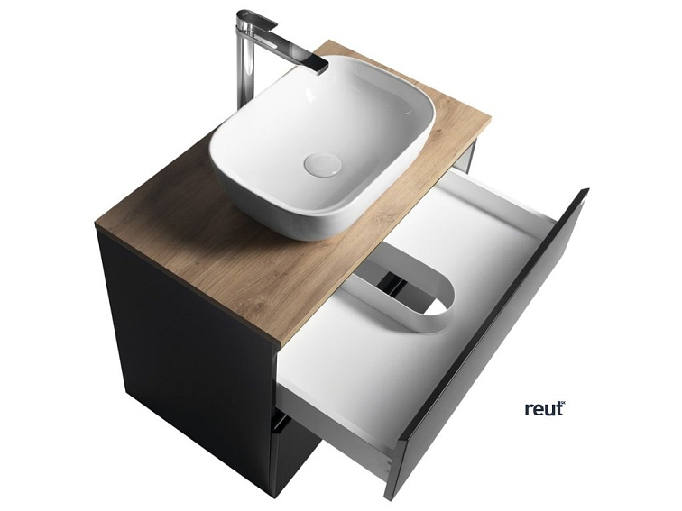 Aqualine ALTAIR II ALTAIR skrinka s doskou 78,5 cm, čierna mat/dub emporio AI680-01