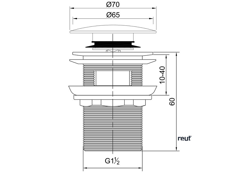 Aqualine Vaňová výpusť 6/4", click-clack, pre vane s integrovaným prepadom, chróm TF5005