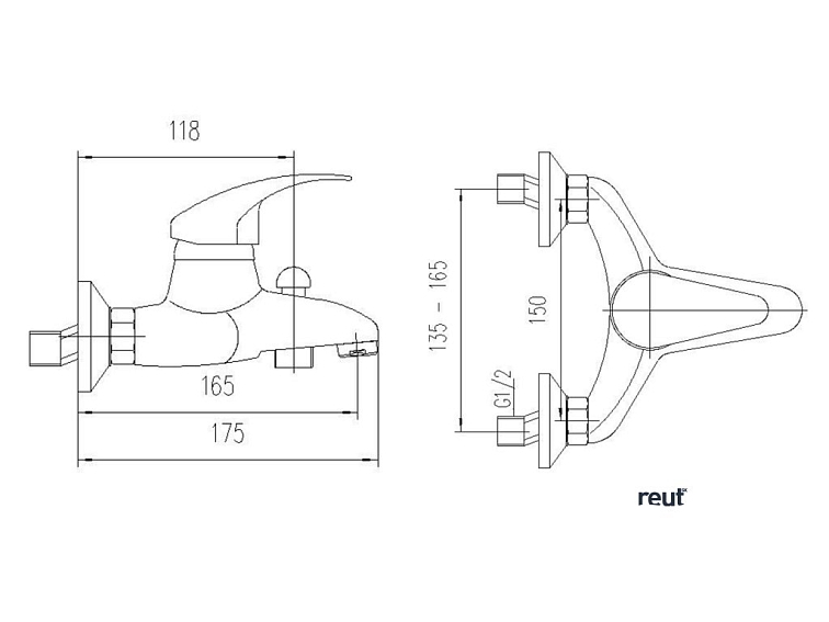 Aqualine KASIOPEA nástenná vaňová batéria, chróm 1107-10