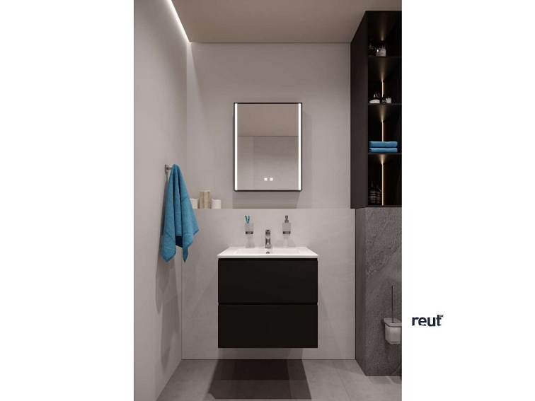 kielle Oudee Skrinka vrátane umývadla, 60x55x46 cm, 2 zásuvky, matná čierna 50002S64