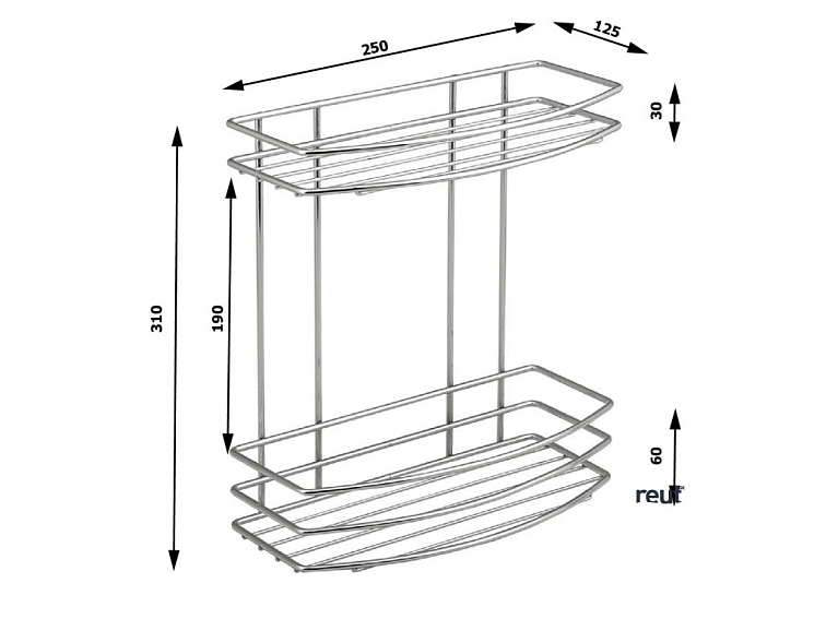 Aqualine Chrom LINE drôtená polica dvojitá, chróm 37014