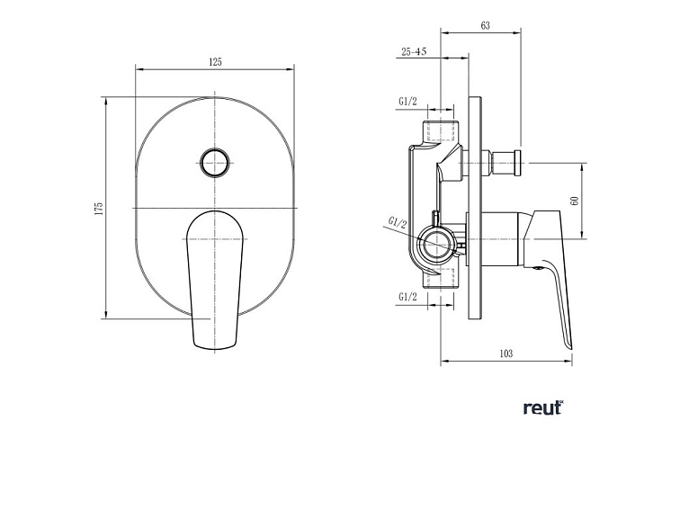 Aqualine LOTTA podomietková sprchová batéria, 2 výstupy, chróm LT742