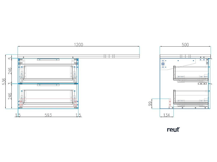 kielle Idolio Skrinka 60x50x50 cm, vrátane konzoly a dosky pod umývadlo 120 cm, s výrezom, lesklá biela 50024S120