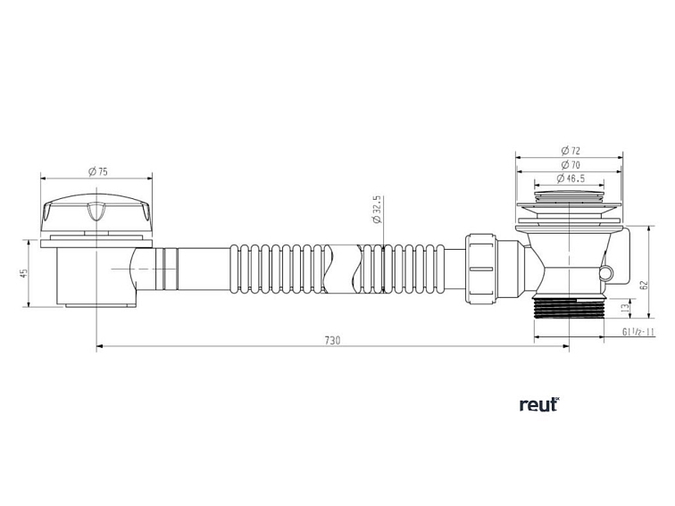 Aqualine Vaňová súprava s bovdenom, dĺžka 730mm, mosadz/chróm TY1006