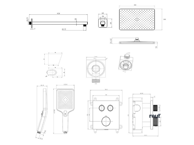kielle Arkas I Termostatická batéria pod omietku, na 2 spotrebiče, s príslušenstvom a telesom, chróm 20611SPT40