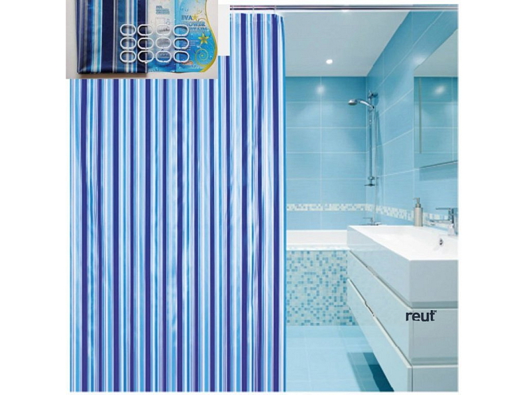 Aqualine Sprchový záves 180x180cm, vinyl, modrá, pruhy ZV011