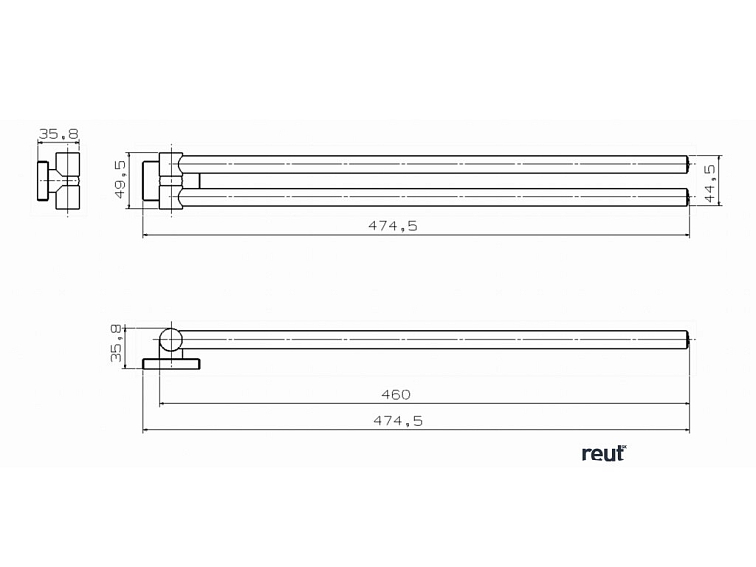Aqualine APOLLO dvojitý držiak uterákov 460mm, chróm 1416-15