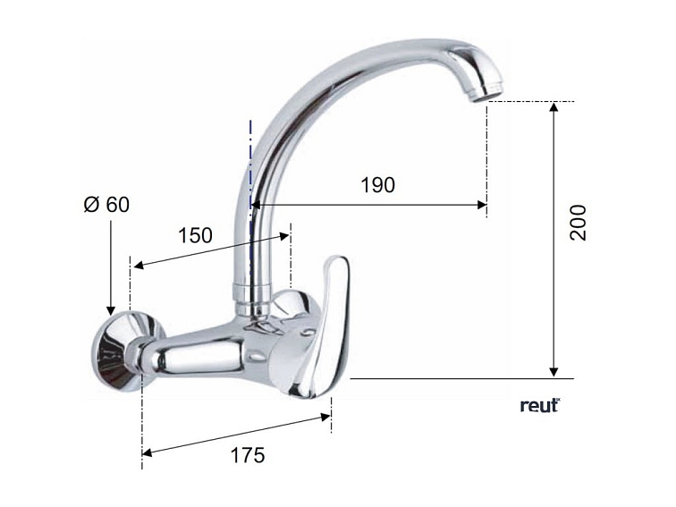 Aqualine KASIOPEA nástenná batéria s vysokým ramienkom, chróm 1107-13