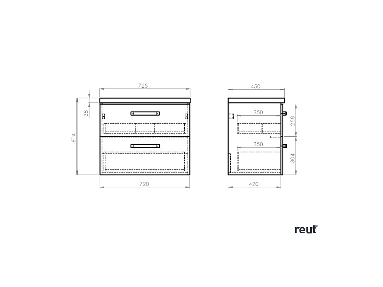 Aqualine VEGA II VEGA Nábytková zostava do kúpeľne, šírka 72,5 cm, biela/dub platina VG073-01