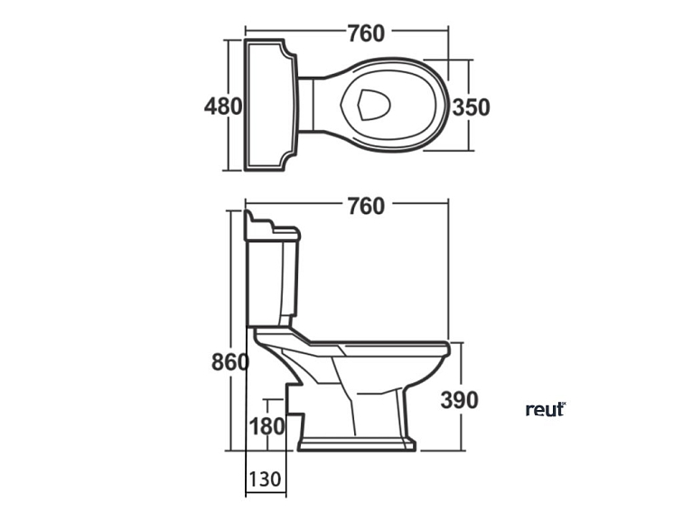Aqualine ANTIK WC kombi misa, 35x72cm, zadný odpad, biela AK107-432