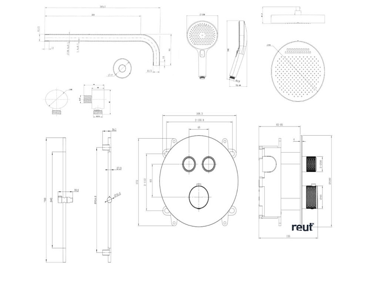 kielle Oudee Termostatická batéria pod omietku, na 2 spotrebiče, s príslušenstvom a telesom, chróm 20627SPT20