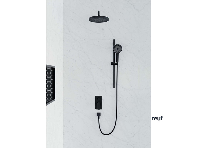 kielle Vega Sprchový set s batériou pod omietku, na 2 spotrebiče, s príslušenstvom a telesom, matná čierna 20618SP24