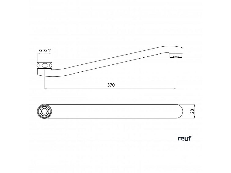 Aqualine Výtokové ramienko k batérii, 370mm, ploché zvýšené, chróm 43999