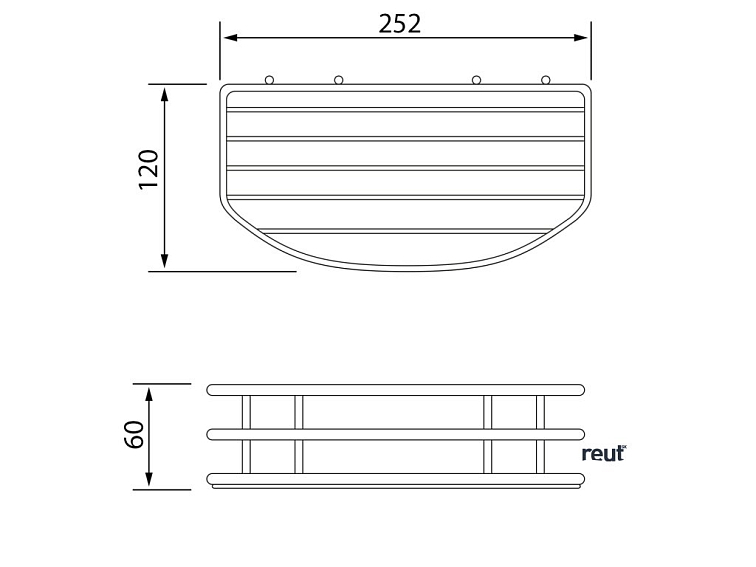 Aqualine Chrom LINE drôtená polica jednoduchá, chróm 37004
