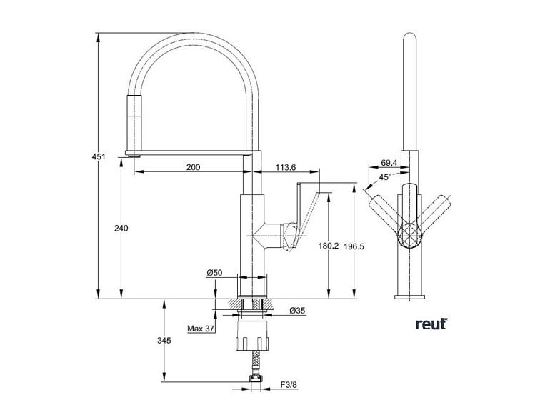 kielle Magnus Drezová batéria s flexibilným ramenom, chróm 10516100