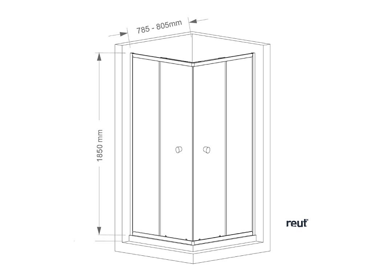 Aqualine AGGA štvorcová sprchová zástena 800x800mm, číre sklo HLF808Y