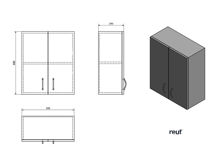 Aqualine SIMPLEX ECO závesná skrinka 50x60x24cm SIME530