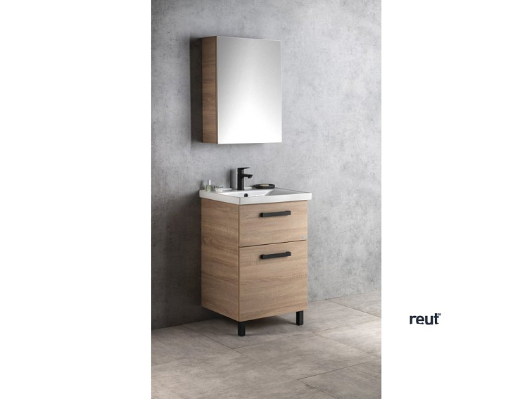 Aqualine VEGA umývadlová skrinka 51,5x72,6x43,6cm, 2x zásuvka, dub platin VG853