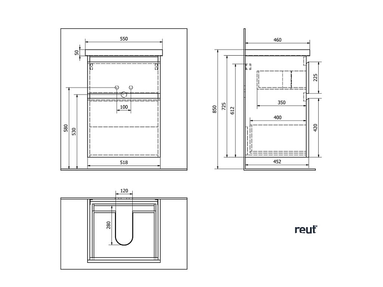 Aqualine ALTAIR umývadlová skrinka 52x72,5x45cm, dub emporio AI355