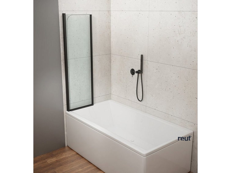 Aqualine WILA vaňová zástena 900x1400 mm, skladacie, čierna, číre sklo AQ5742B