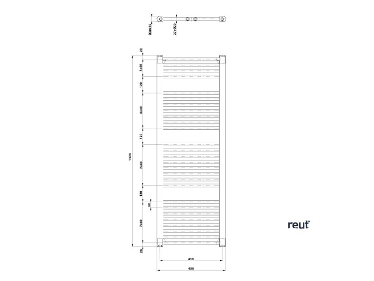 Aqualine DIRECT & ORBIT DIRECT vykurovacie teleso s bočným pripojením 450x1320 mm, biela ILR34T