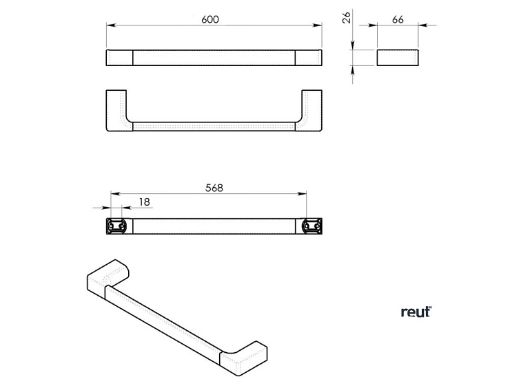 Gedy PIRENEI držiak uterákov 600mm, čierna matná PI216014