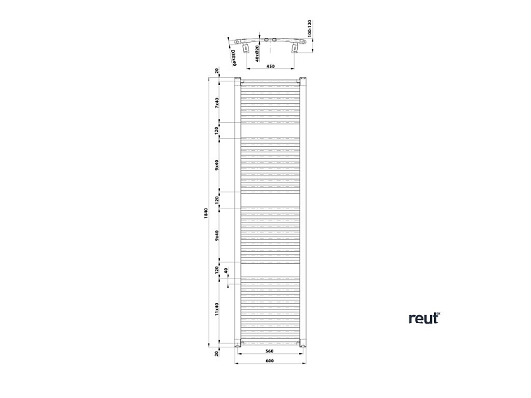 Aqualine DIRECT & ORBIT ORBIT vykurovacie teleso s bočným pripojením 600x1850 mm, biela ILO86T