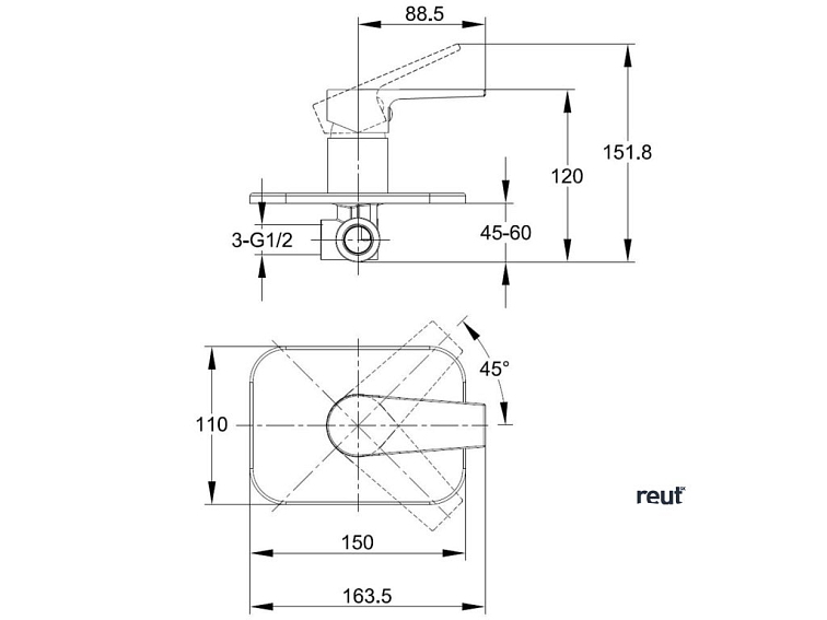 kielle Harmonia Batéria pod omietku na 1 spotrebič, s telesom, chróm 10223200