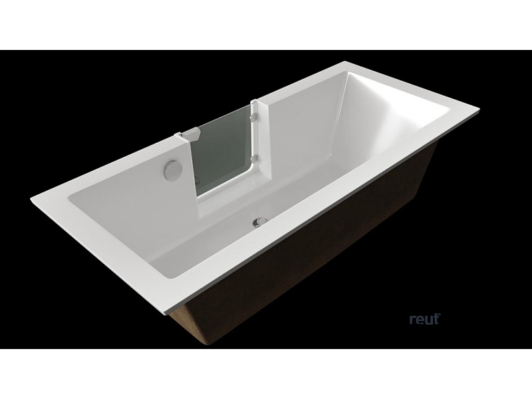 CA PLAST Vaňa s dverami Exclusive - sklenené 180x80 cm sifón uprostred