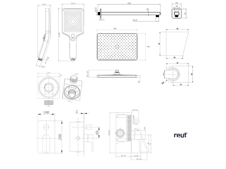 kielle Vega Sprchový set s batériou pod omietku, na 2 spotrebiče, s príslušenstvom a telesom, chróm 20618SP30