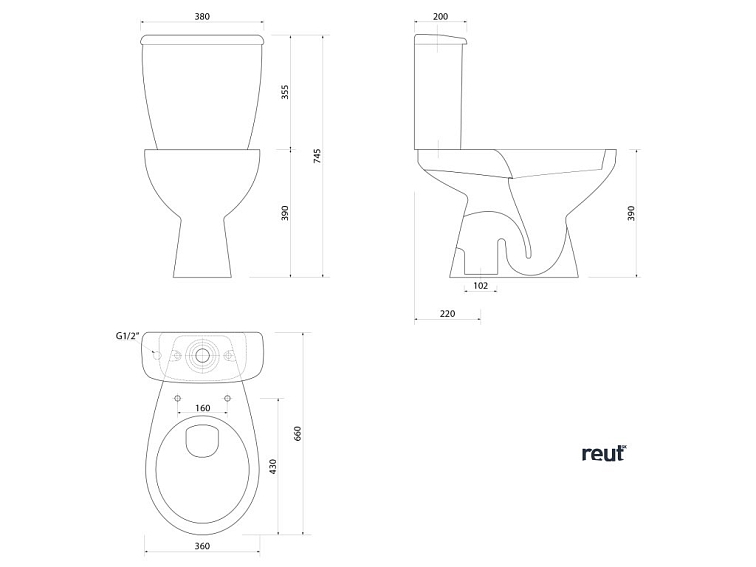Aqualine MANUEL WC kombi, dvojité tlačidlo 3/6 l, spodný odtok, biela PS8814