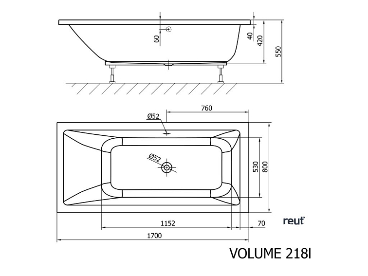 Aqualine NISA obdĺžniková vaňa 170x80x42cm, biela A1780