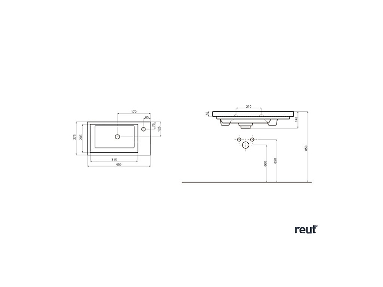 Aqualine ZORAN keramické umývadlo nábytkové 45x27,5cm, biela 4045