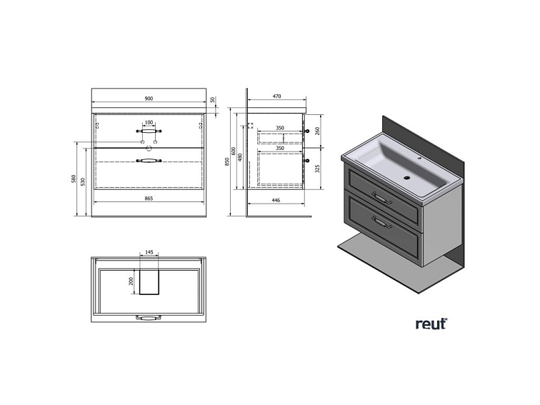 Aqualine FAVOLO umývadlová skrinka 86,5x60x44,6cm, biela mat FV290