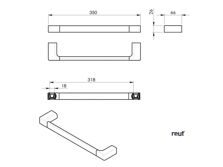 Gedy PIRENEI držiak uterákov 350mm, čierna matná PI213514