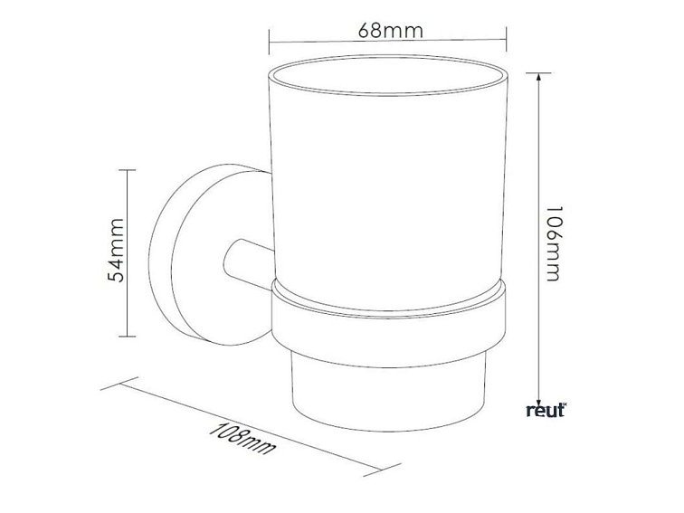 kielle Oudee Pohárik na kefky a pastu s držiakom, matné sklo/matná čierna 40002014