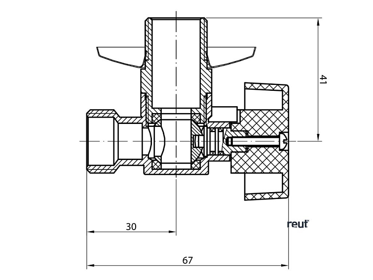 Aqualine Pračkový guľový ventil so spätným ventilom 3/4"x1/2" - L, chróm 5310