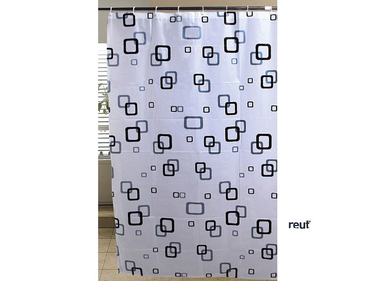 Aqualine Sprchový záves 180x180cm, vinyl, biela/modrá/čierna ZV010