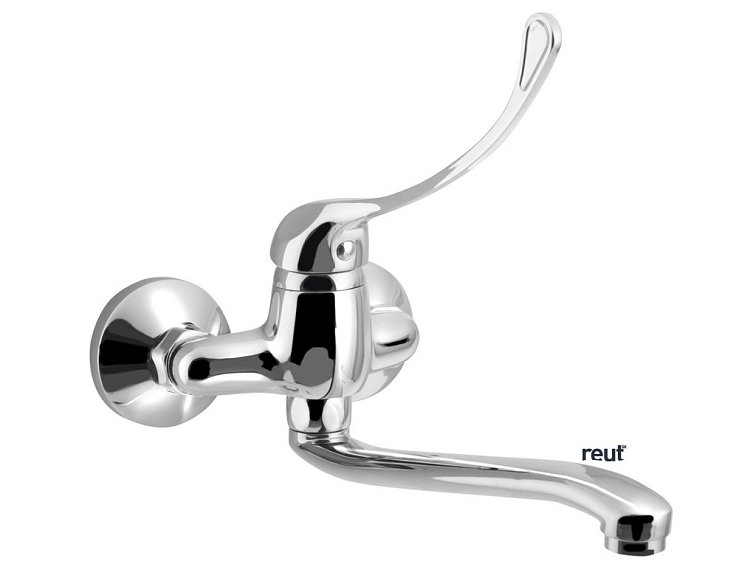 HOSPITAL AQUALINE 35 nástenná batéria, 100mm rozteč, lekárska páka, ramienko zvýšené, 220mm, chróm 52044