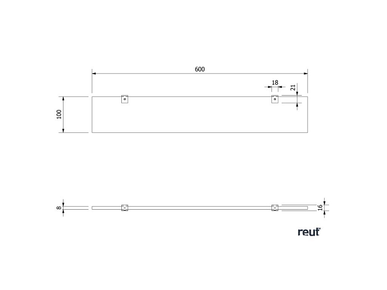 Aqualine SAMBA sklenená polica 600mm, chróm SB125