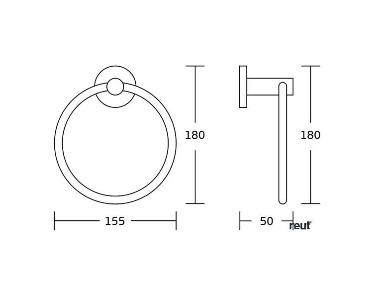 Aqualine SAMBA držiak uterákov kruh, čierna SB206