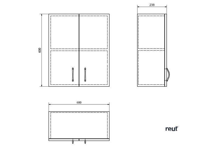 Aqualine SIMPLEX ECO závesná skrinka 60x60x24cm SIME535
