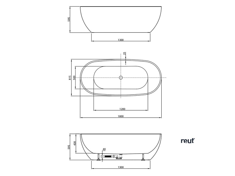 Aqualine DOURO voľne stojaca vaňa 180x82cm, biela E1880